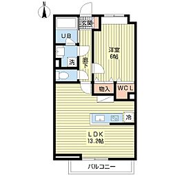 楓 1LDKの間取図画像