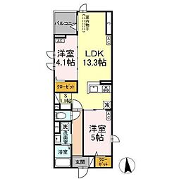 セレスティア六町II 3階2LDKの間取り