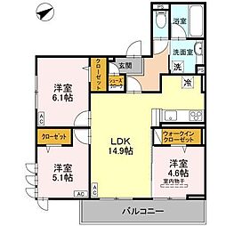 モンステラ 3階3LDKの間取り