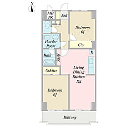 ヴェルティストン 2階2LDKの間取り