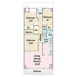 プランドール南流山 3LDKの間取図画像