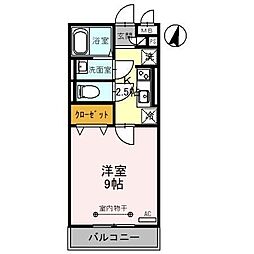 グランドソレーユBABA2 1Kの間取図画像