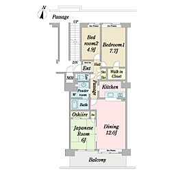 東急ドエルステージ21センターコート弐番館 3LDKの間取図画像