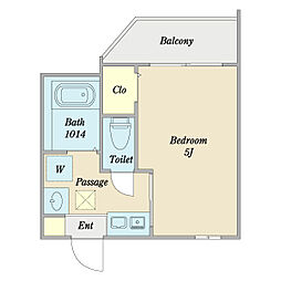 ハーモニーメゾン 1Kの間取図画像