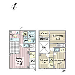 Ｂｌｉｓｓ　Ｖｉｌｌａ　Ｂ棟 1階3LDKの間取り