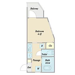 ハーモニーメゾン 1Kの間取図画像