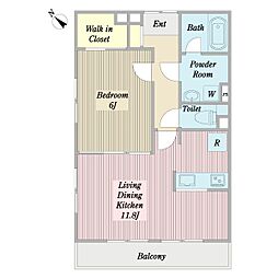 ラフィナットポルテ 1LDKの間取図画像