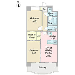 ヒルサイドコート 2LDKの間取図画像