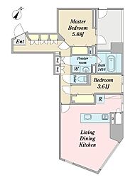 ZURIANOBORITO 2LDKの間取図画像