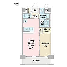 サンウエスト天王台 2階1LDKの間取り