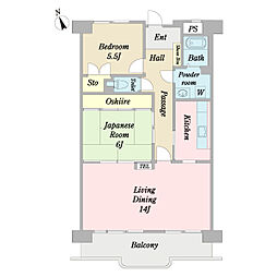 コートヒル取手 2階2LDKの間取り