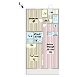サンセット我孫子 2LDKの間取図画像