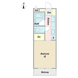 リカーグローブ2 1Kの間取図画像