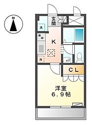 レジデンスC・K 1Kの間取図画像