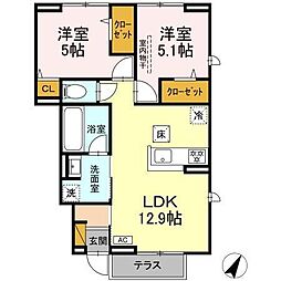 La Maison Masha 2LDKの間取図画像