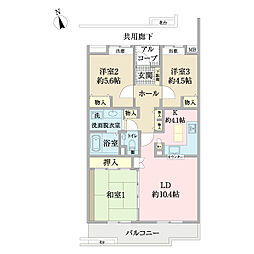 シャレール牛久1号棟 3LDKの間取図画像