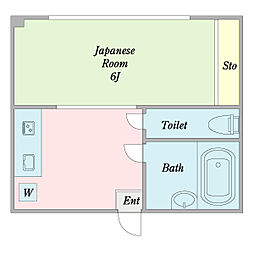 サンクオルム2 1階1DKの間取り
