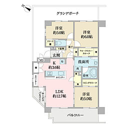 レリア和光ブライトテラス 201 2階3LDKの間取り