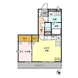 メゾン ド シャルマン 1階1LDKの間取り