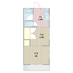 うれし野ハウス 2階2Kの間取り