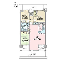 レーベンハイム朝霞台グランジール 3LDKの間取図画像