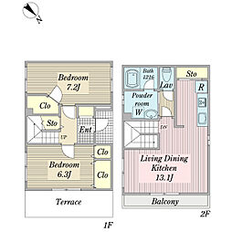 ルーナソーレ 2LDKの間取図画像