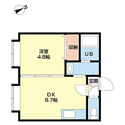 アーバンコート南郷3・B 1DKの間取図画像
