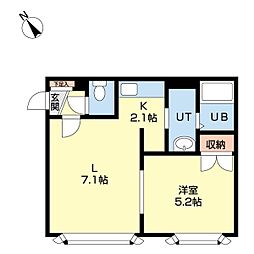 レイモンドハウス 1LDKの間取図画像