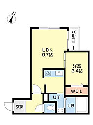 casaAT厚別南 1LDKの間取図画像