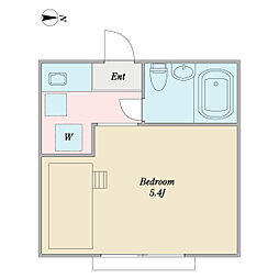 メゾンスカイ 1階ワンルームの間取り
