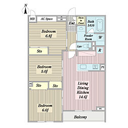 Ｃｉｌｉｅｇｉｏ　Ｅ棟 2階3LDKの間取り