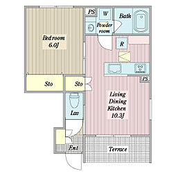 カーサセレーナ 1LDKの間取図画像