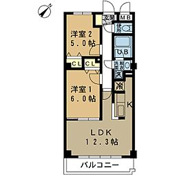 モンベール船堀 2LDKの間取図画像