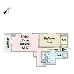 Caseta 1LDKの間取図画像