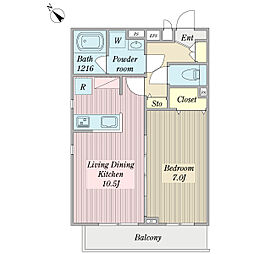 トレニア 3階1LDKの間取り