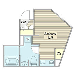 レイコー新八柱 4階1Kの間取り