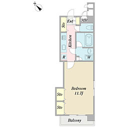 オザリア柏　レフィナード 4階1Kの間取り