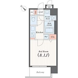 プロシード柏エスト 8階1Kの間取り