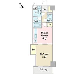 S509キング 1DKの間取図画像