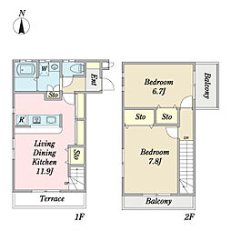 響 2LDKの間取図画像