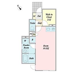 ブリリアヒルズC 1Kの間取図画像