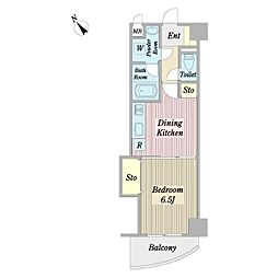 S509キング 1DKの間取図画像