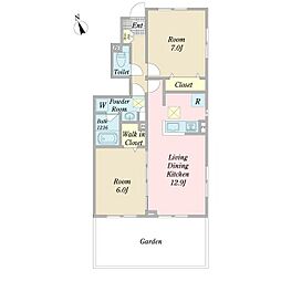 トロワジェームB 2LDKの間取図画像