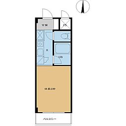 オークヒルズ北柏 1Kの間取図画像