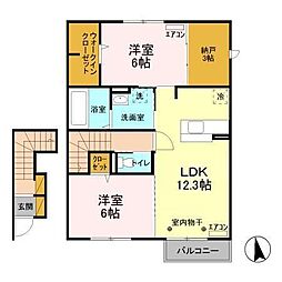 コンフォートD 2LDKの間取図画像