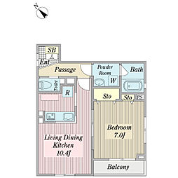 Ａｋａｒｉ 2階1LDKの間取り
