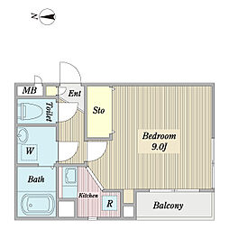 プラノ 1階1Kの間取り