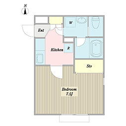 ベラカーサ 1Kの間取図画像