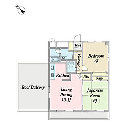 フォーレスト調布 2LDKの間取図画像