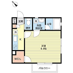 プロカシータ 1Kの間取図画像